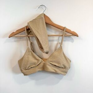 Aerie Neutral Gold Sparkle Bikini Two Piece set